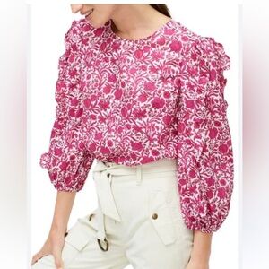 J. Crew Pink Floral Blouse